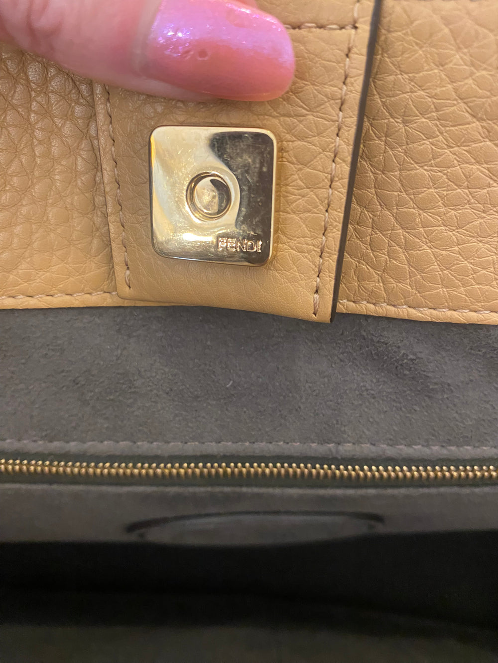 Pre Loved Fendi FF Vitello Glacier Medium Handle Tote - AS NEW