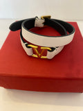 Valentino Garavani V logo bracelet in white leather