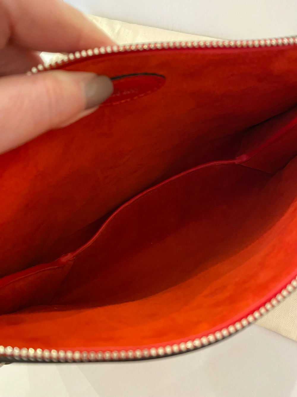 Pre Loved Mulberry M Zipped Envelope Bag in Red Leather (Excellent)