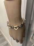 Pre Loved Tiffany & Co Silver and 18ct Gold Heart Link Bracelet