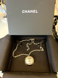 Chanel Gold Tone & Pearl CC Pendant
