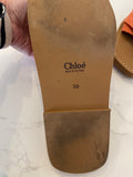 Pre Loved Chloe Woody Logo Print Mules , Orange UK6