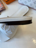 Pre Loved Dolce & Gabbana White Leather Logo Slides UK5