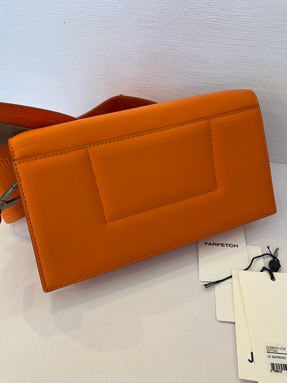 Pre Loved Jacquemus Le Bambino Homme Flap Bag in Orange (as new)