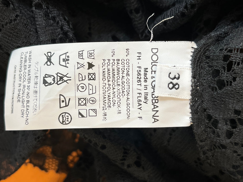 Pre Loved Dolce & Gabbana Black Lace Fitted Blouse size 38 uk6