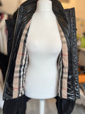 Pre Loved Burberry Black Trench Coat, Fox Fur Trim, Detachable Padded Gilet UK10 (excellent)