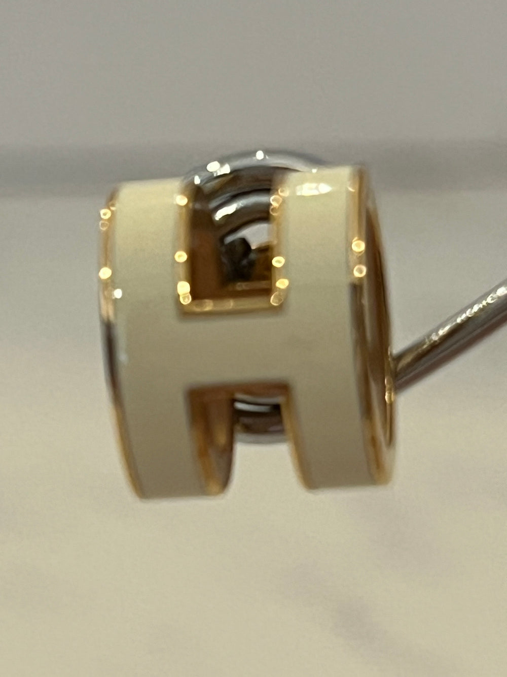 Pre Loved Hermes H-Pop Earrings in cream (excellent)