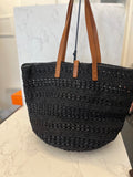 Pre Loved Saint Laurent Panier Medium Raffia Tote in Black