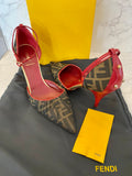 Preloved Fendi Zucca Pointed Toe Ankle Strap Heels  UK6.5