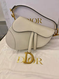 Pre Loved Christian Dior Latte Saddle Bag with Logo Web Strap  (excellent)
