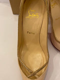 Pre Loved Christian Louboutin Glitter Princess 100 Heels  in Nude uk4.5