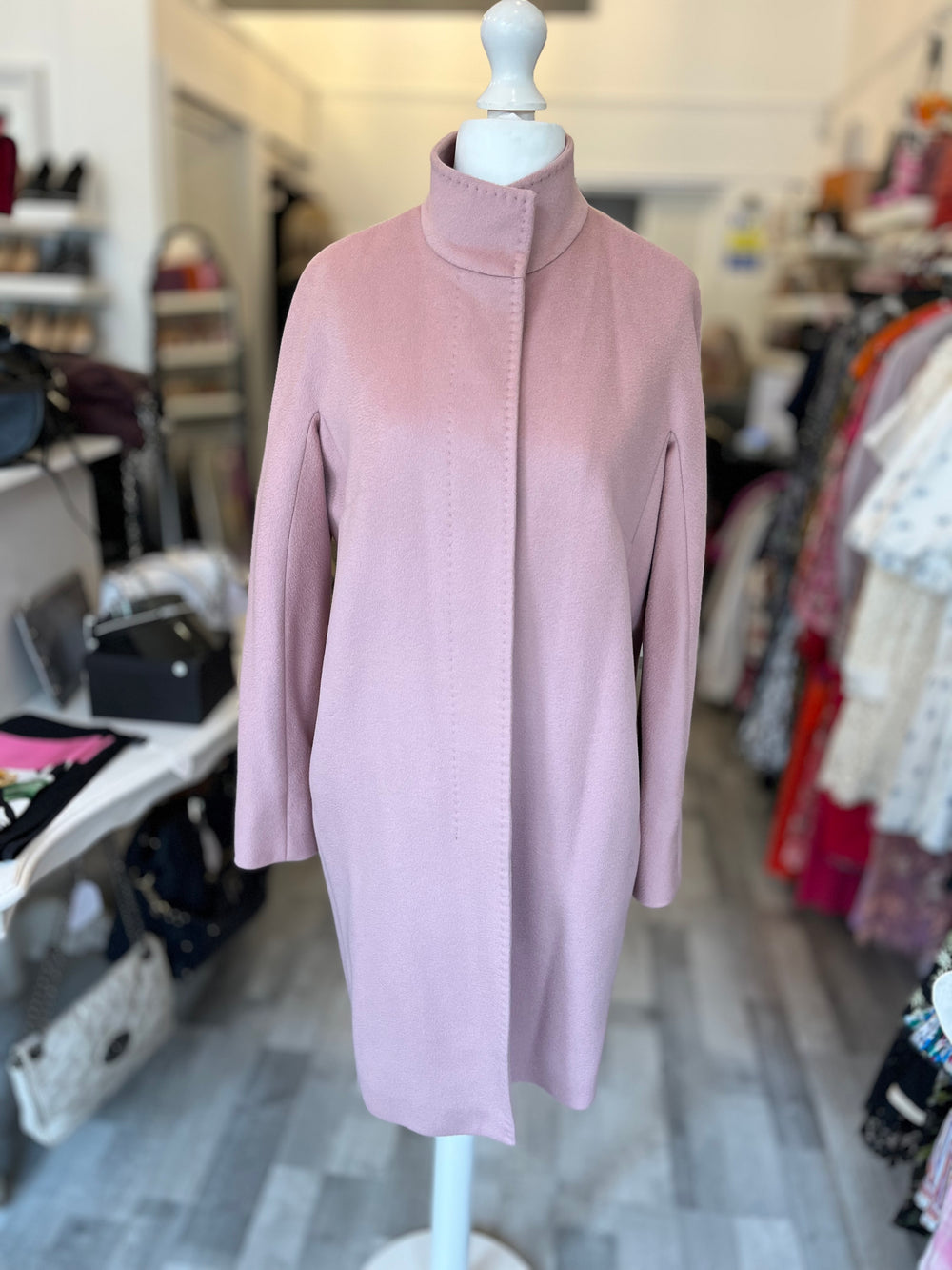 Pre Loved Max Mara Dusky Pink Wool Coat UK 12