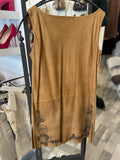 Hermes Rare Vintage Suede Dress with Hand Beaded Ethnic Embellishment FR38 UK 10