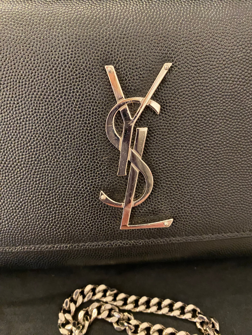 Pre Loved Saint Laurent Kate Crossbody Bag in Black with Silver Tone Hardware