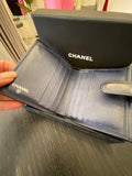 Pre Loved Chanel Blue Iridescent Leather Purse with Camellia - Excellent