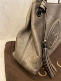 Pre Loved Gucci Soho Chain Shoulder Bag in Metallic Pewter Leather (excellent)