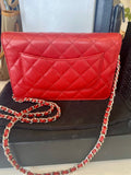 Pre Loved Chanel Wallet on Chain in Red Caviar Leather (excellent)