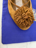 Pre Loved Aquazurra Sunshine Brown Suede Pom Pom Lace up Sandal/ Shoes UK4.5