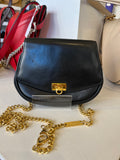 Pre Loved Salvatore Ferragamo Gancini Black Leather Crossbody or Belt Mini Bag on Chain