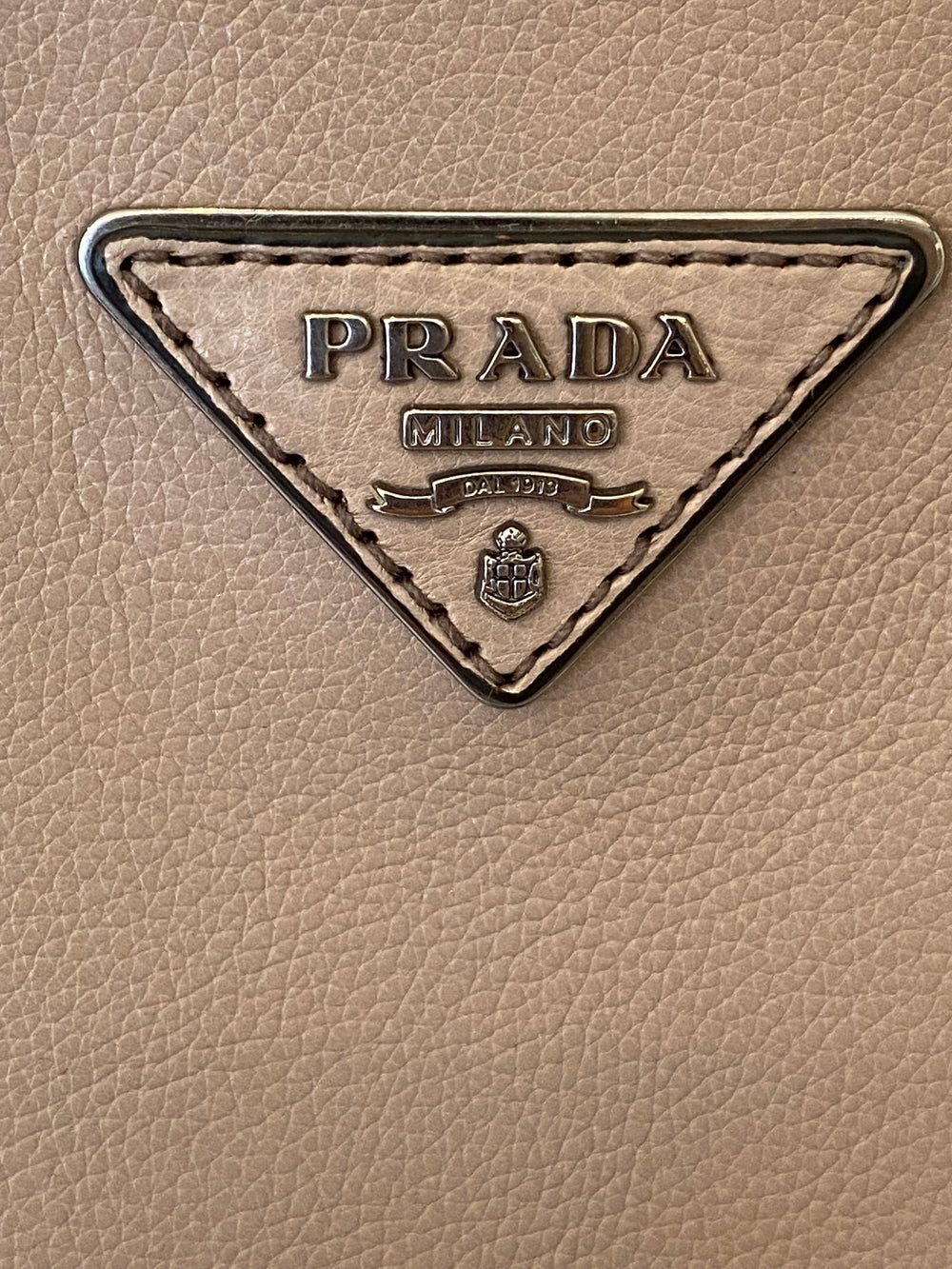 Pre Loved Prada Beige Leather and Suede Medium Tote