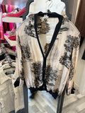 Hermes Rare Vintage Sheer Silk Cardigan with Toile De Jouy Scenes FR38 UK10