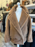 Max Mara Camel Teddy Biker Style Jacket UK 8 - Oversized (New)