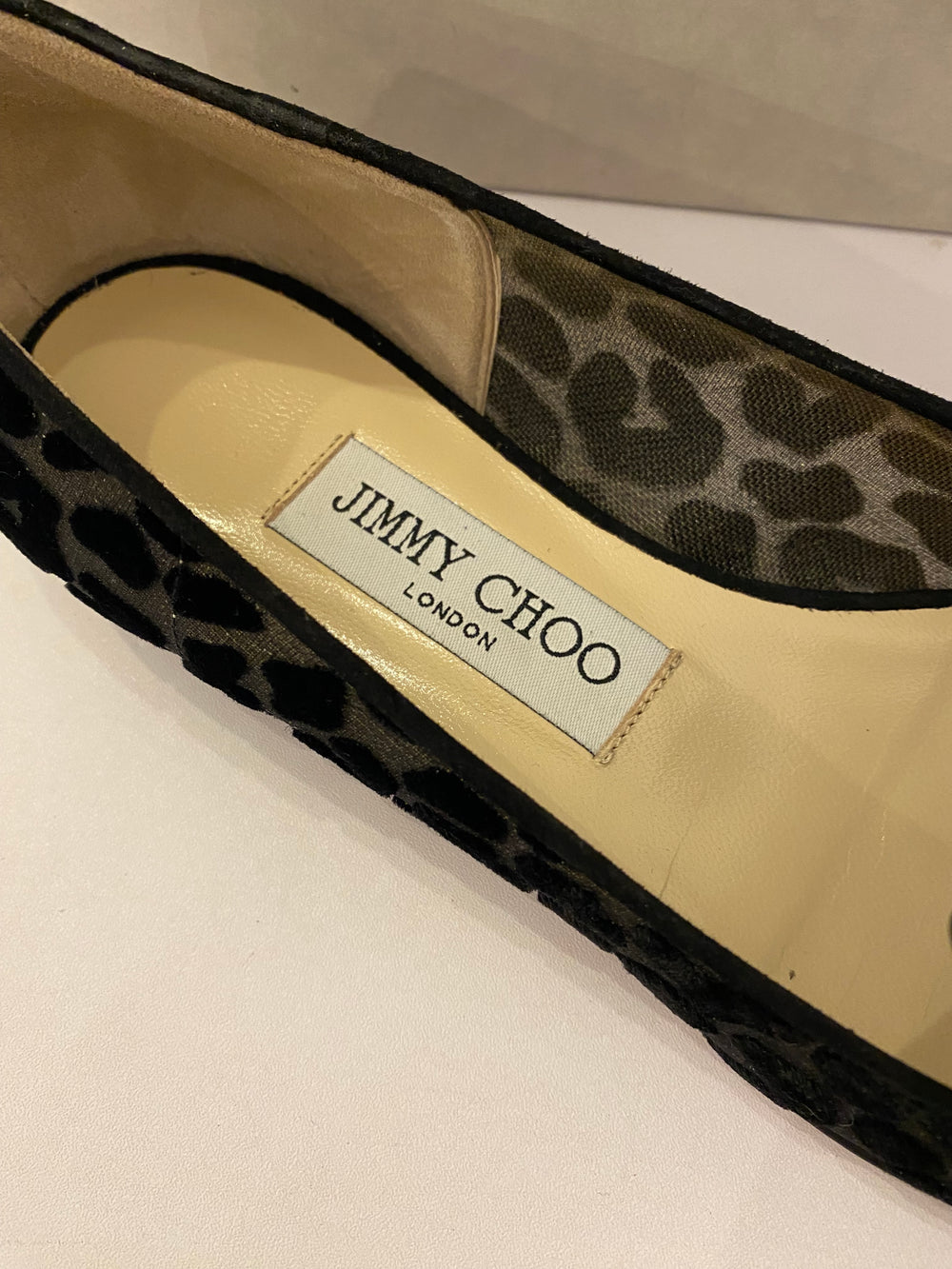 Pre Loved Jimmy Choo Black Devore Velvet Flats uk3 (new)