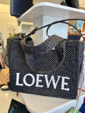 Pre Loved Loewe small black woven raffia x Paula Ibiza tote bag (New)