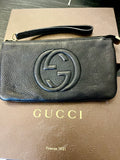 Pre Loved Gucci Soho Pochette Wristlet Bag in Black
