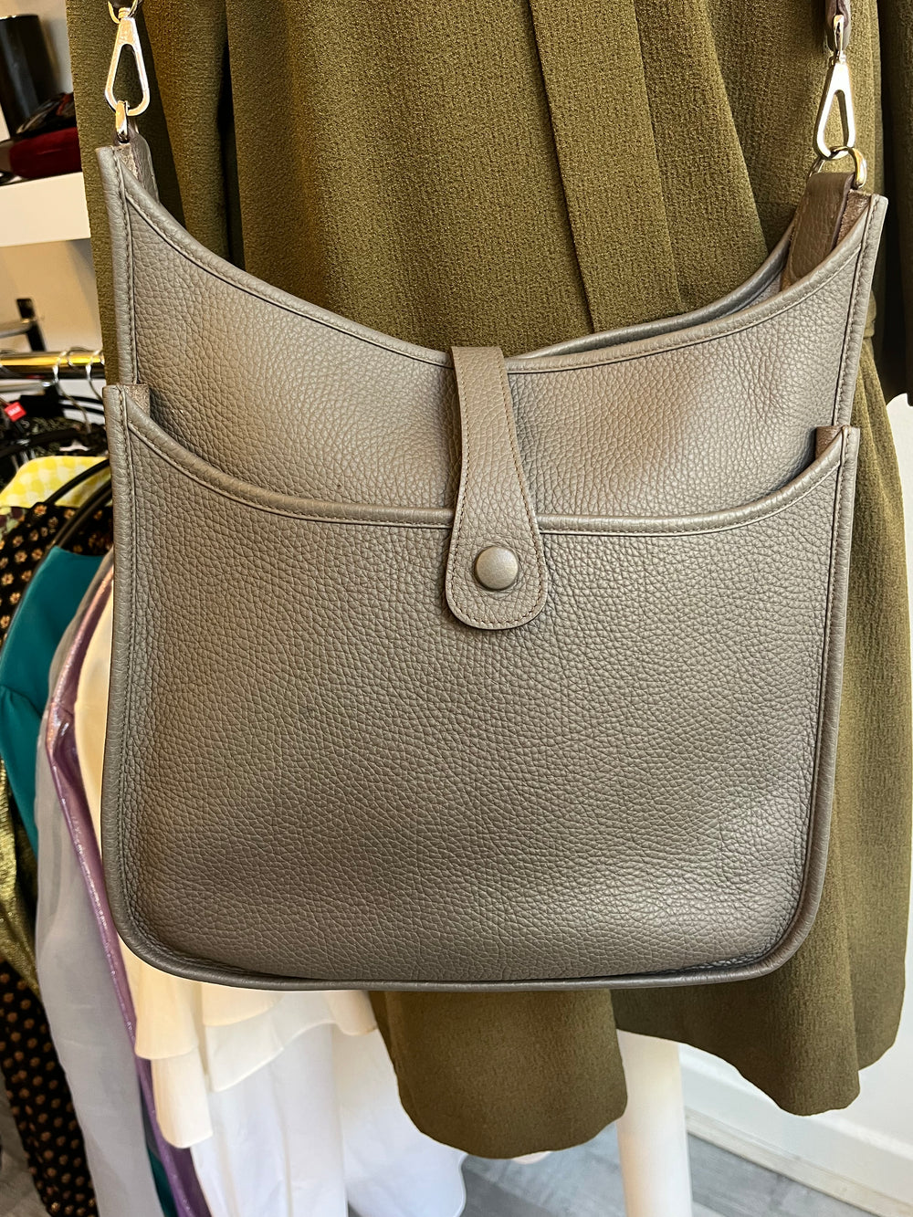 Pre Loved Hermes Evelyn in Etain with Palladium Hardware **RESERVED FM**
