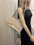 Pre Loved Chanel 2.55 Re-issue flap bag in cream embossed leather with matching purse