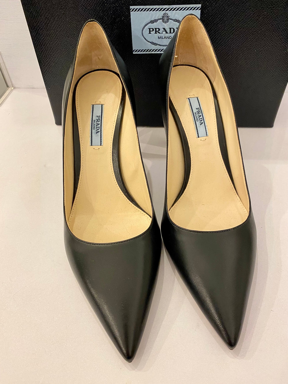 Prada Black Calf Leather heels uk8 (new)