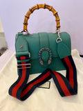 Pre Loved Gucci Green Leather Medium Dionysus Bamboo Top Handle (excellent)