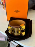 Pre Loved Hermes Collier de Chien on exotic brown leather with gold plated studs (excellent)