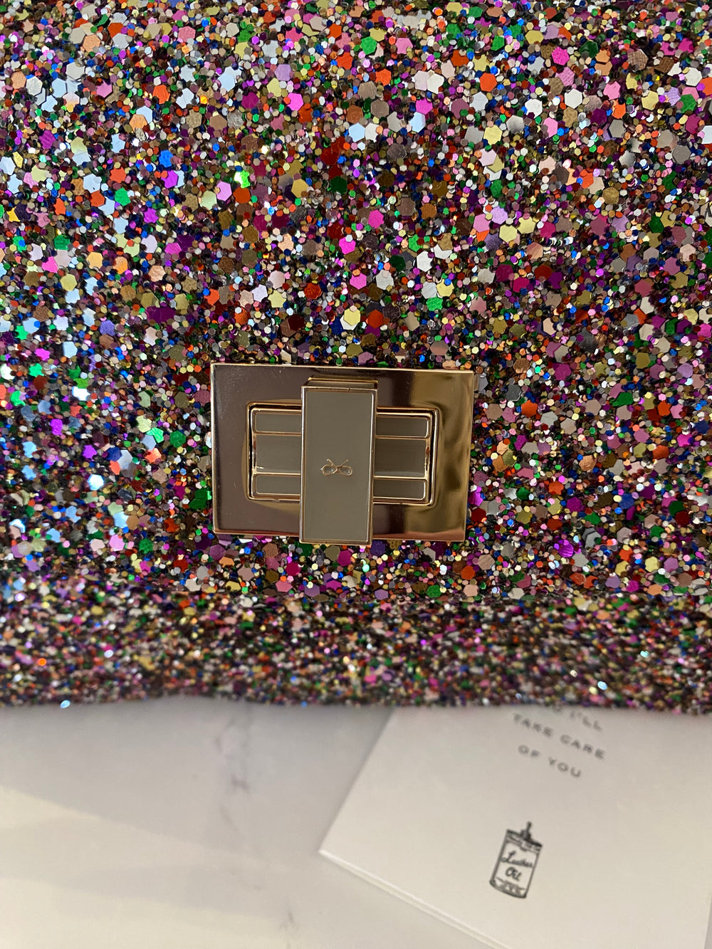 Pre Loved Anya Hindmarch “Valorie”  Glitter Clutch Bag (excellent)
