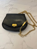 Pre Loved Salvatore Ferragamo Gancini Black Leather Crossbody or Belt Mini Bag on Chain
