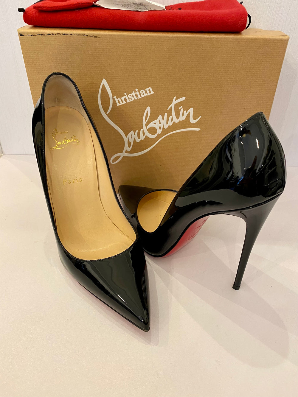 Pre Loved Christian Louboutin So Kate 120  Black Patent  UK 7.5 (Fit UK 7) excellent