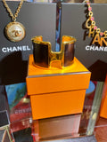 Hermes Olympe Gold Tone & Black Calfskin Cuff