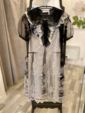 Pre Loved Chloe Black & Cream Lace Ruffle Dress with Slip uk8