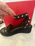 Pre Loved Valentino Garavani black rockstud flatforms UK 5