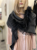 Pre Loved Gucci Fur Trimmed Shawl in Grey