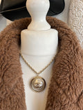 Chanel Gold Tone & Pearl CC Pendant