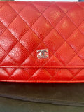 Pre Loved Chanel Wallet on Chain in Red Caviar Leather (excellent)
