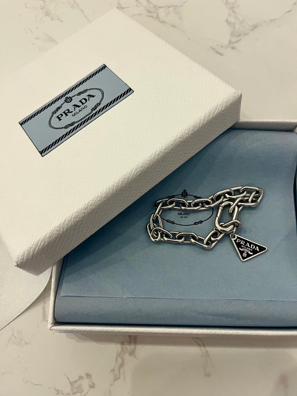 Pre Loved Prada Symbole Silver  Bracelet (New)