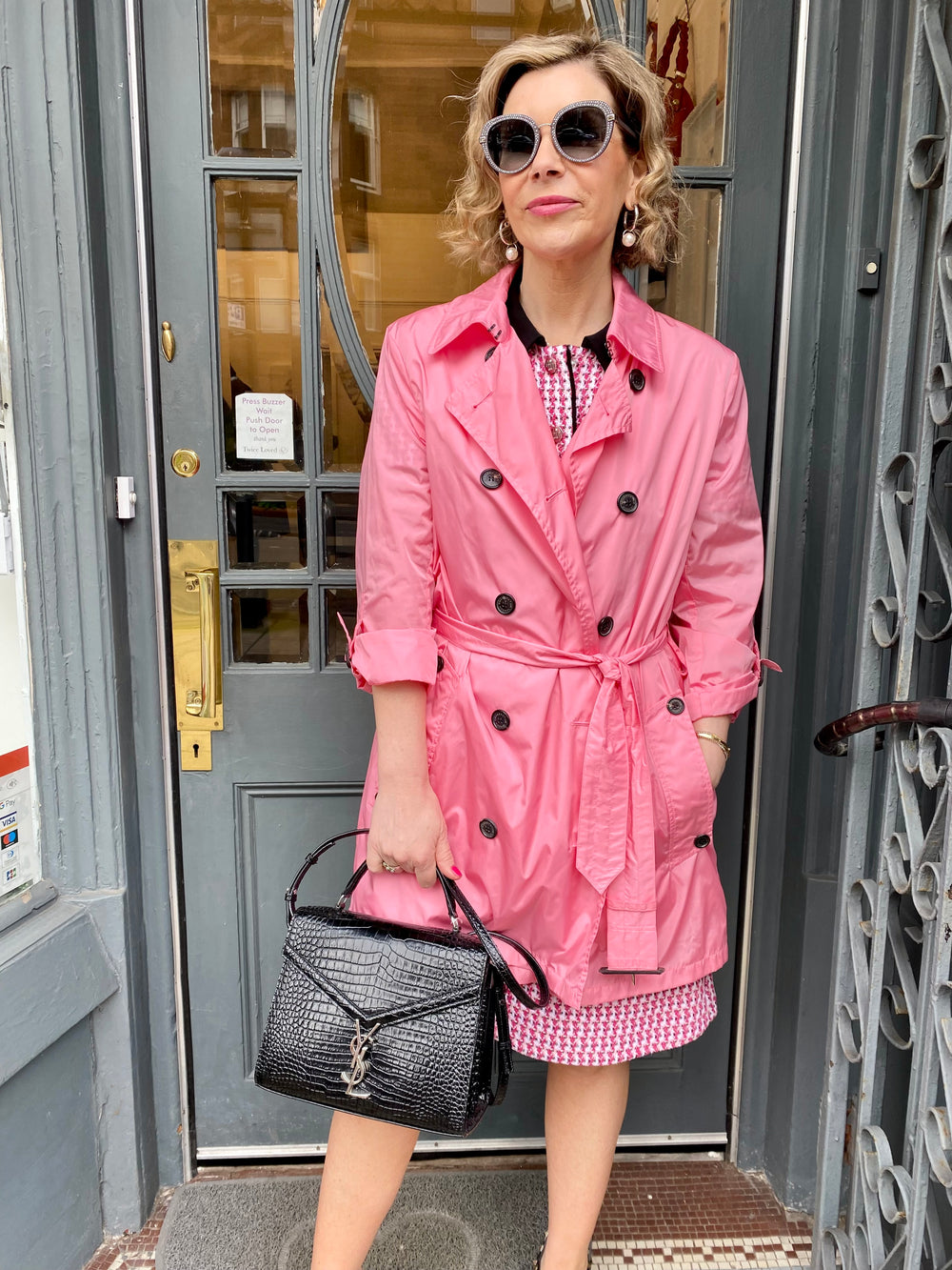 Pre Loved Aquascutum Pink Lightweight Trench Coat uk12 Twice