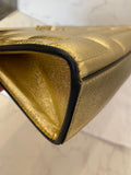 Pre Loved Jimmy Choo Avenue Gold Metallic Quilted Clutch (excellent)