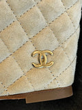 Pre Loved Chanel Beige Quilted Suede Wedge Sandals UK 6 (excellent)