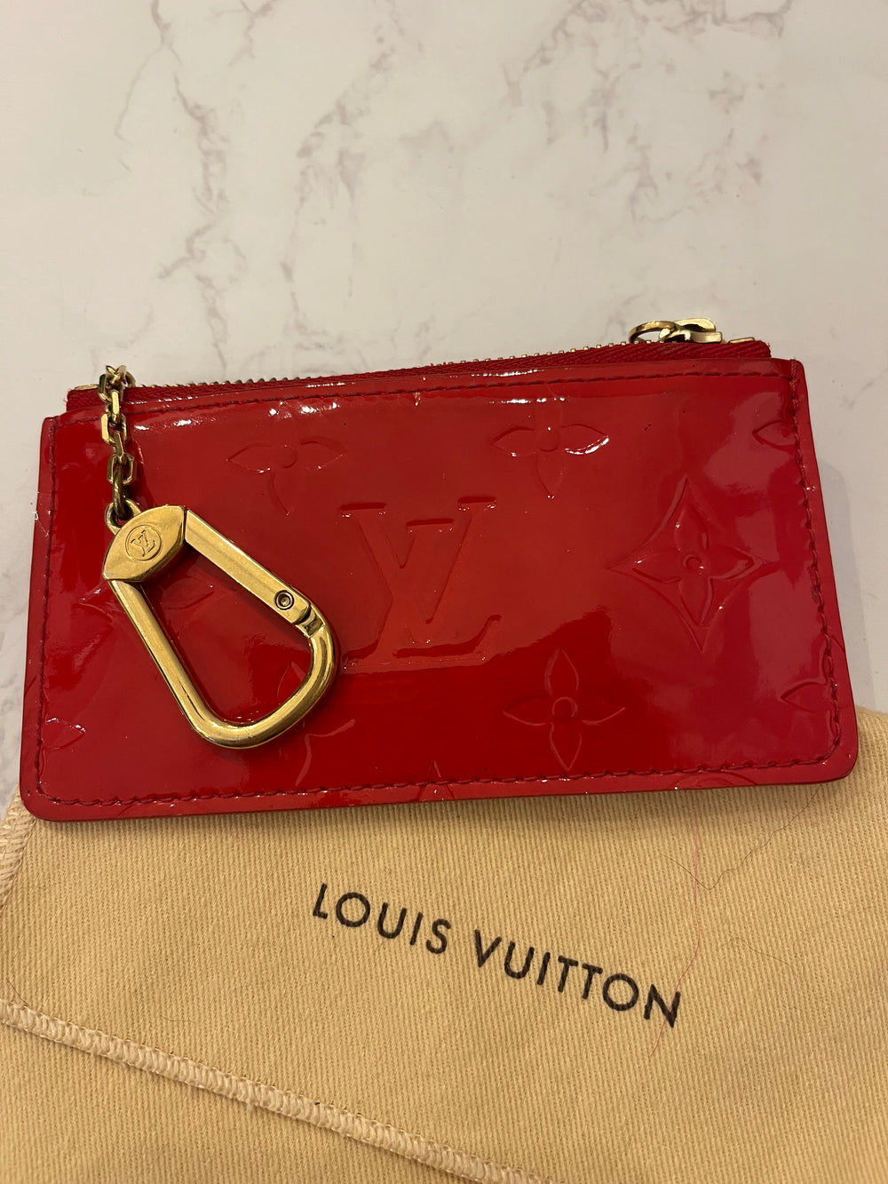 Pre Loved Louis Vuitton Coin Purse in Red Empreinte Patent Leather