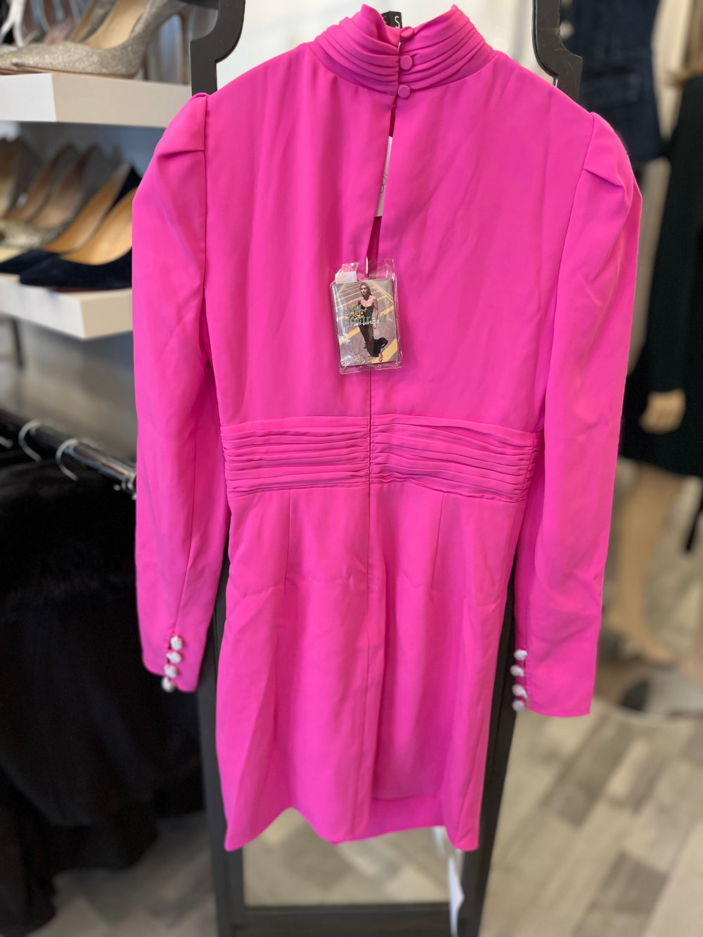 Pre Loved Self Portrait Pink Twisted Collar Mini Dress Uk6 (new)