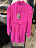 Pre Loved Self Portrait Pink Twisted Collar Mini Dress Uk6 (new)